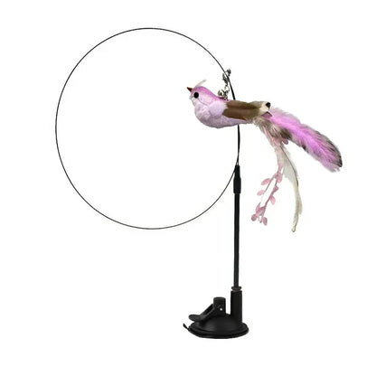 Simulation Bird Cat Teaser Wand — Interactive Feather Toy with Bell