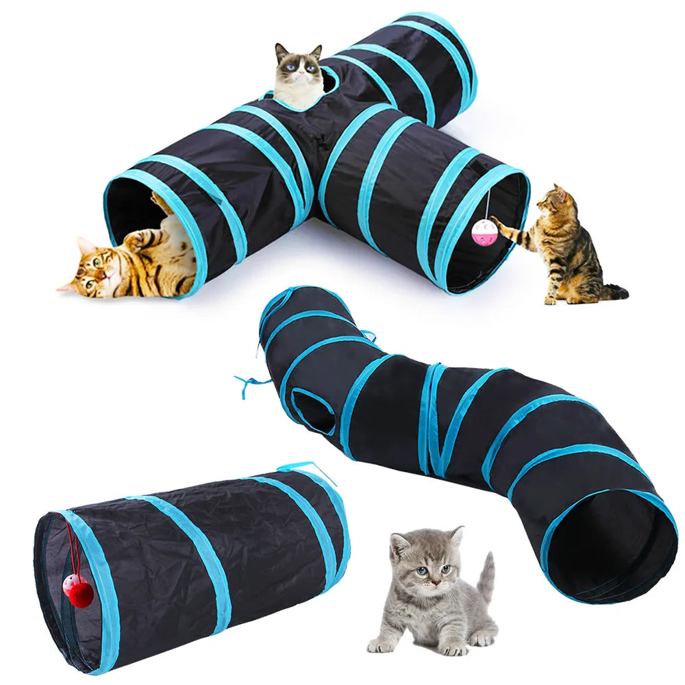 Foldable Crinkle Cat Tunnel — Multi-Way Play Tube