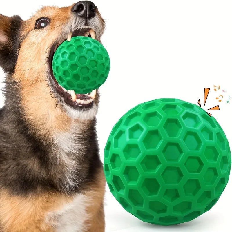 Iron Paw Indestructible Fetch Ball - Natural Rubber Hexagonal Design for Large Breeds
