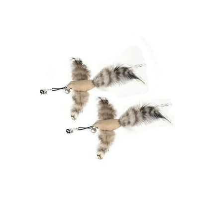 Simulation Bird Cat Teaser Wand — Interactive Feather Toy with Bell