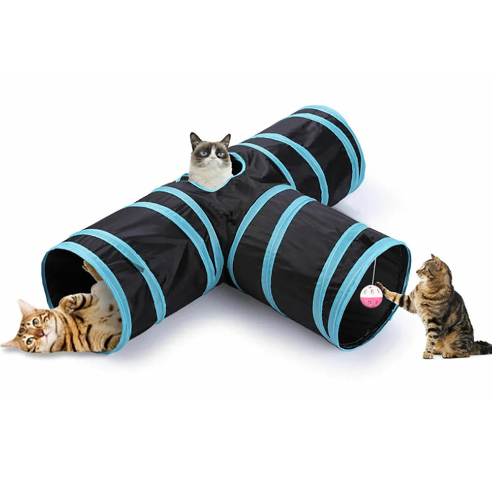 Foldable Crinkle Cat Tunnel — Multi-Way Play Tube