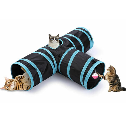 Foldable Crinkle Cat Tunnel — Multi-Way Play Tube