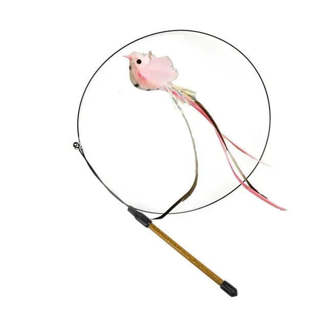 Simulation Bird Cat Teaser Wand — Interactive Feather Toy with Bell