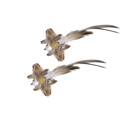 Simulation Bird Cat Teaser Wand — Interactive Feather Toy with Bell