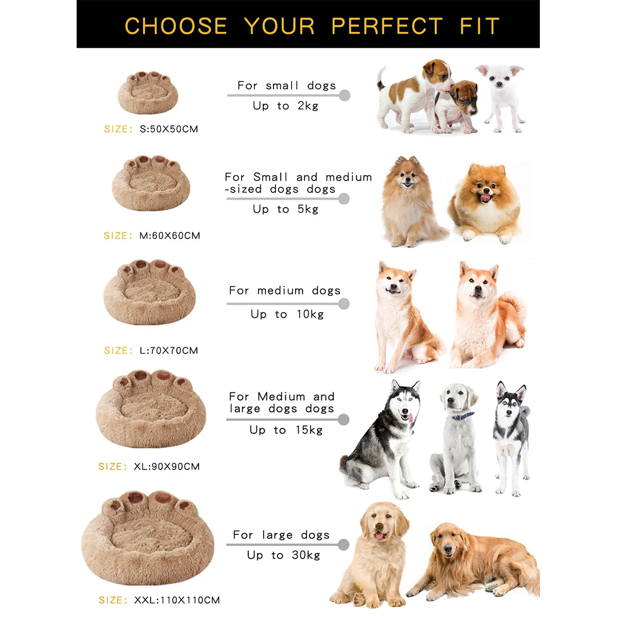 Iron Paw Fluffy Round Pet Bed