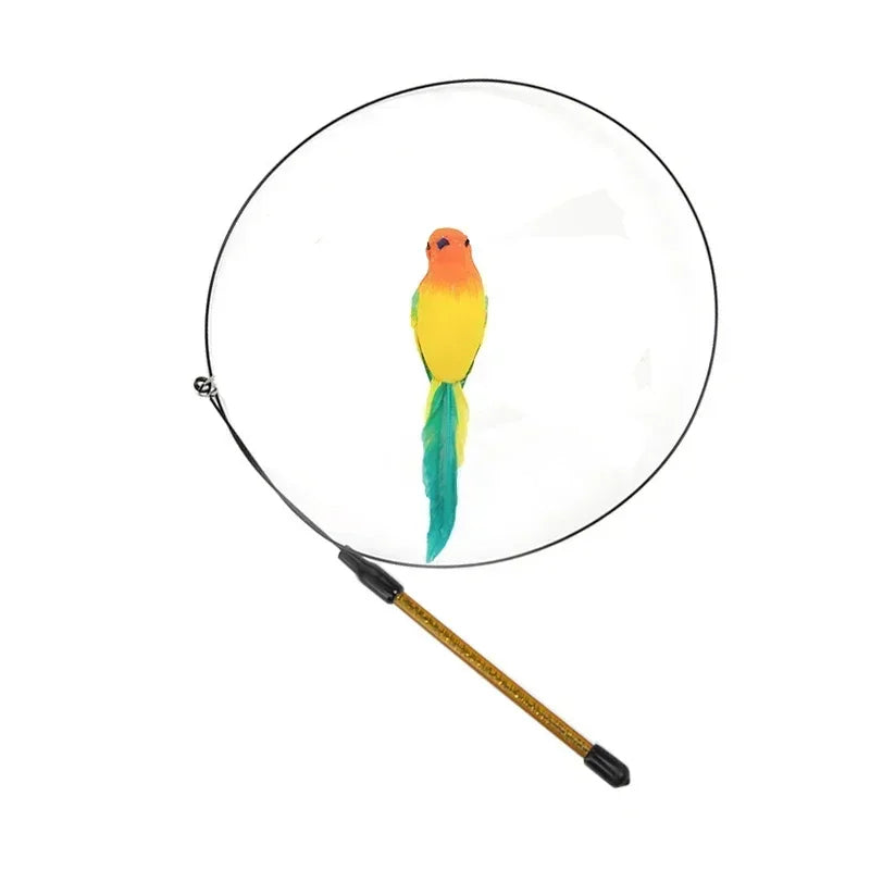 Simulation Bird Cat Teaser Wand — Interactive Feather Toy with Bell