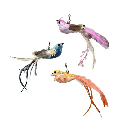 Simulation Bird Cat Teaser Wand — Interactive Feather Toy with Bell