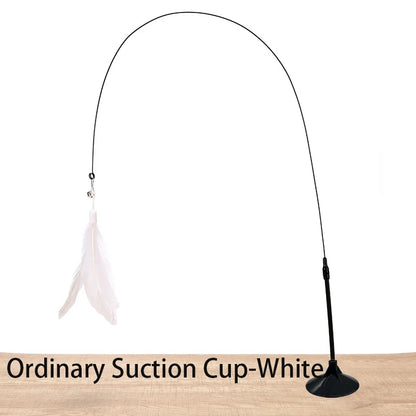 Interactive Feather Cat Wand — Suction Cup Hands-Free Teaser Toy