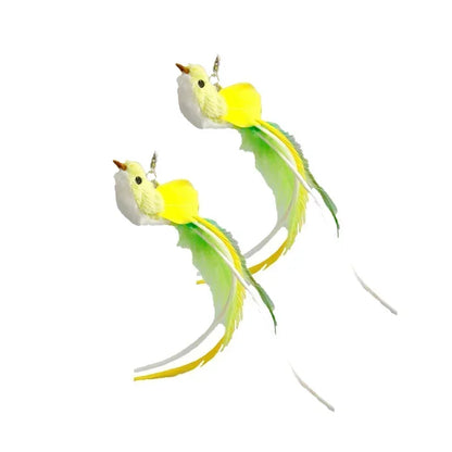 Simulation Bird Cat Teaser Wand — Interactive Feather Toy with Bell