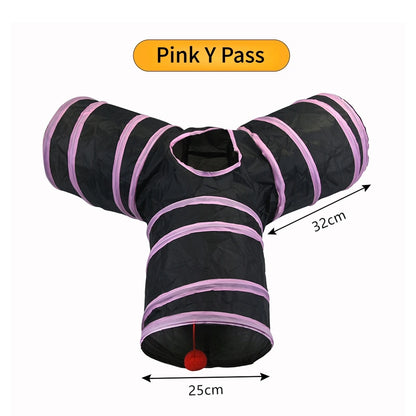 Foldable Crinkle Cat Tunnel — Multi-Way Play Tube