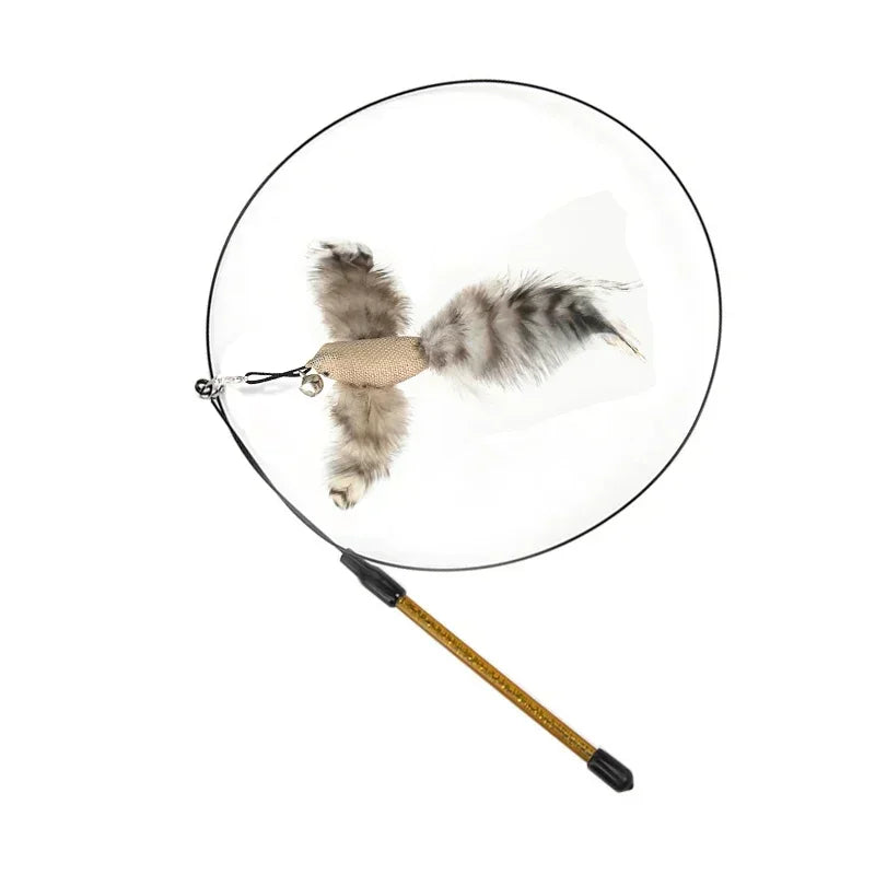 Simulation Bird Cat Teaser Wand — Interactive Feather Toy with Bell