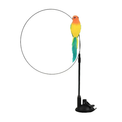 Simulation Bird Cat Teaser Wand — Interactive Feather Toy with Bell