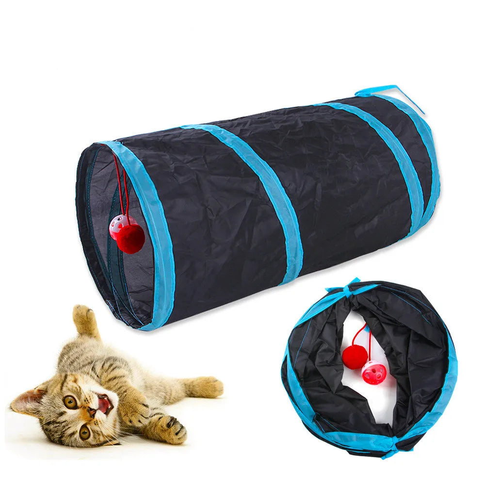 Foldable Crinkle Cat Tunnel — Multi-Way Play Tube