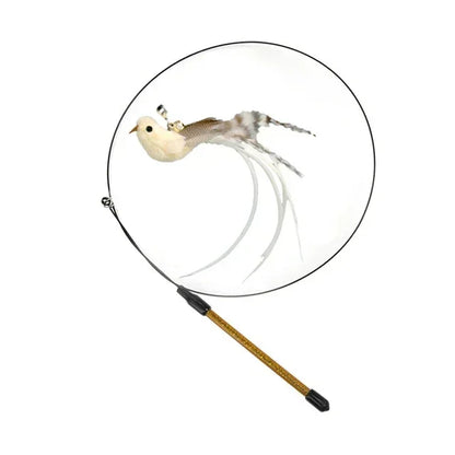 Simulation Bird Cat Teaser Wand — Interactive Feather Toy with Bell
