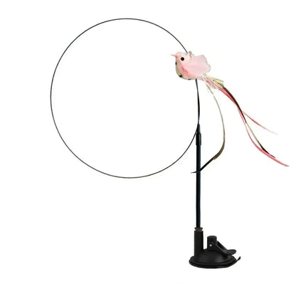 Simulation Bird Cat Teaser Wand — Interactive Feather Toy with Bell