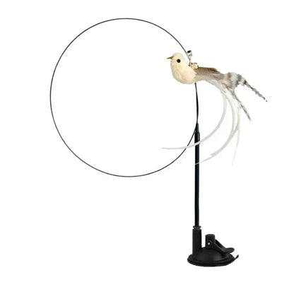 Simulation Bird Cat Teaser Wand — Interactive Feather Toy with Bell