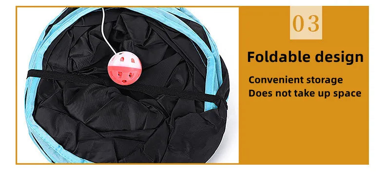 Foldable Crinkle Cat Tunnel — Multi-Way Play Tube