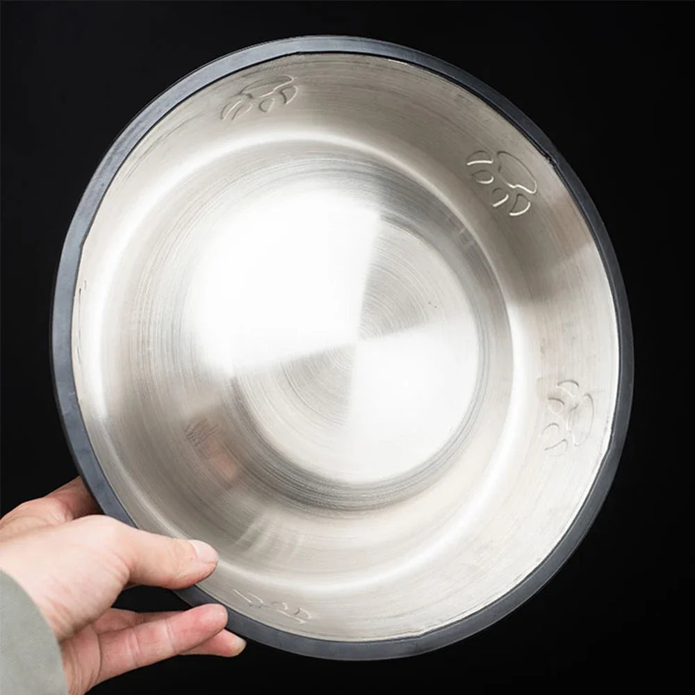Stainless Steel Non-Slip Pet Food Bowl — Pawprint Design