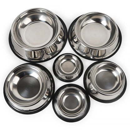 Stainless Steel Non-Slip Pet Food Bowl — Pawprint Design
