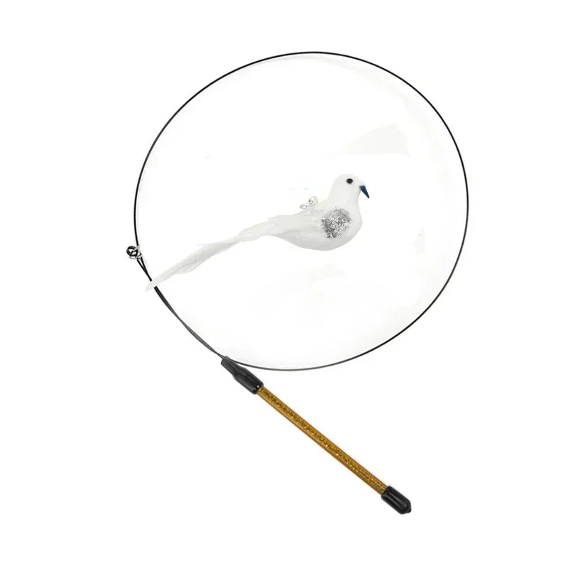 Simulation Bird Cat Teaser Wand — Interactive Feather Toy with Bell
