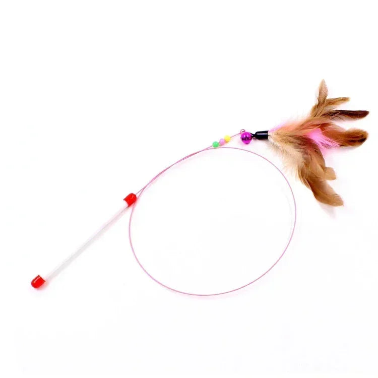 Simulation Bird Cat Teaser Wand — Interactive Feather Toy with Bell