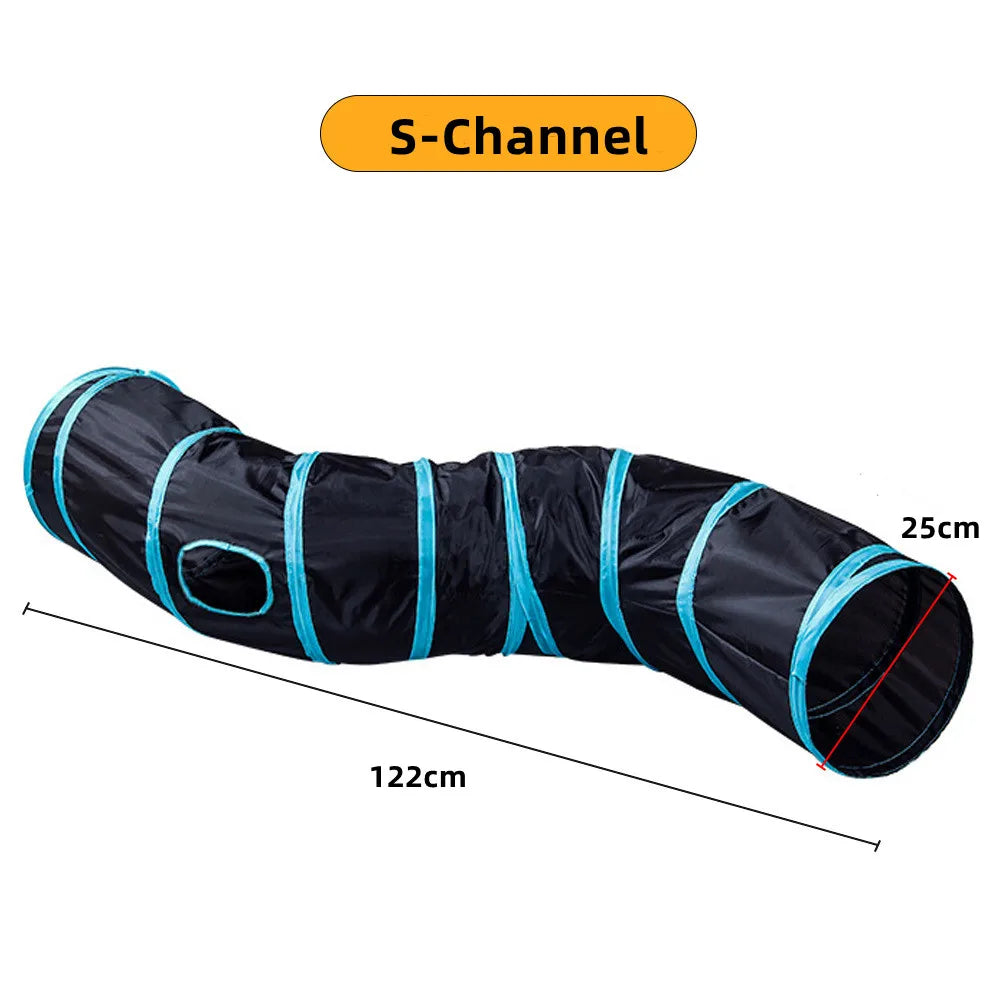 Foldable Crinkle Cat Tunnel — Multi-Way Play Tube