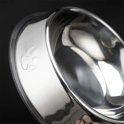 Stainless Steel Non-Slip Pet Food Bowl — Pawprint Design