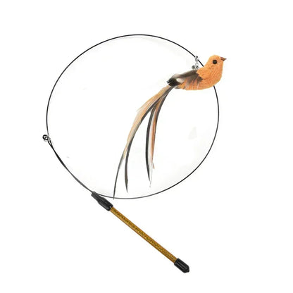 Simulation Bird Cat Teaser Wand — Interactive Feather Toy with Bell