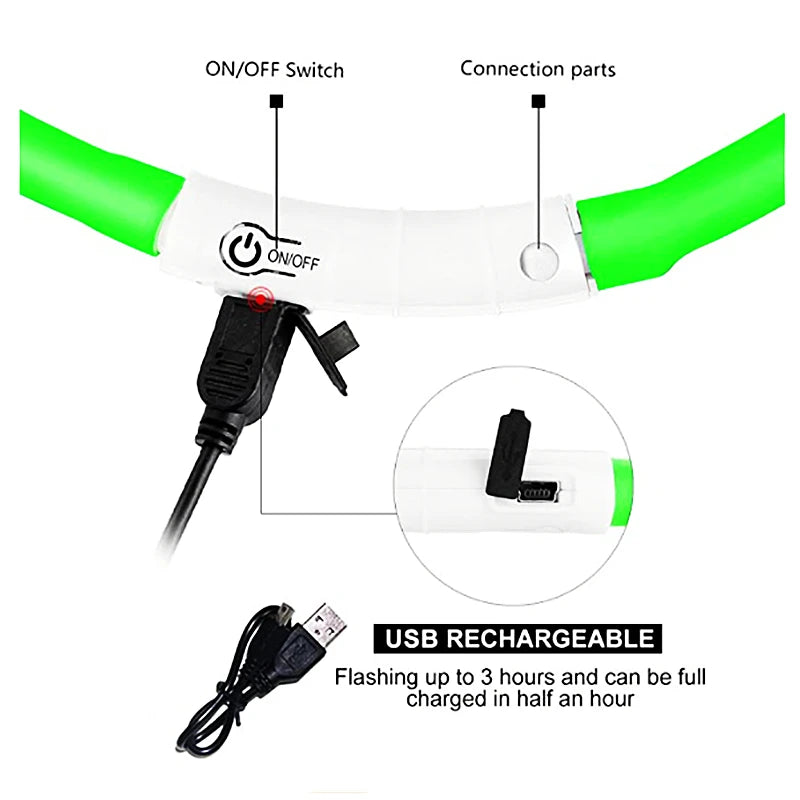 Iron Paw USB Rechargeable LED Safety Collar