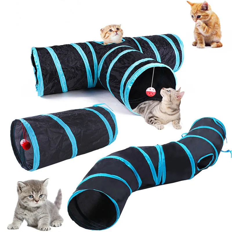 Foldable Crinkle Cat Tunnel — Multi-Way Play Tube