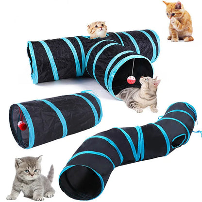 Foldable Crinkle Cat Tunnel — Multi-Way Play Tube