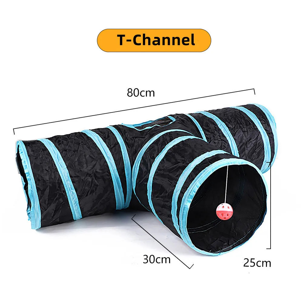 Foldable Crinkle Cat Tunnel — Multi-Way Play Tube