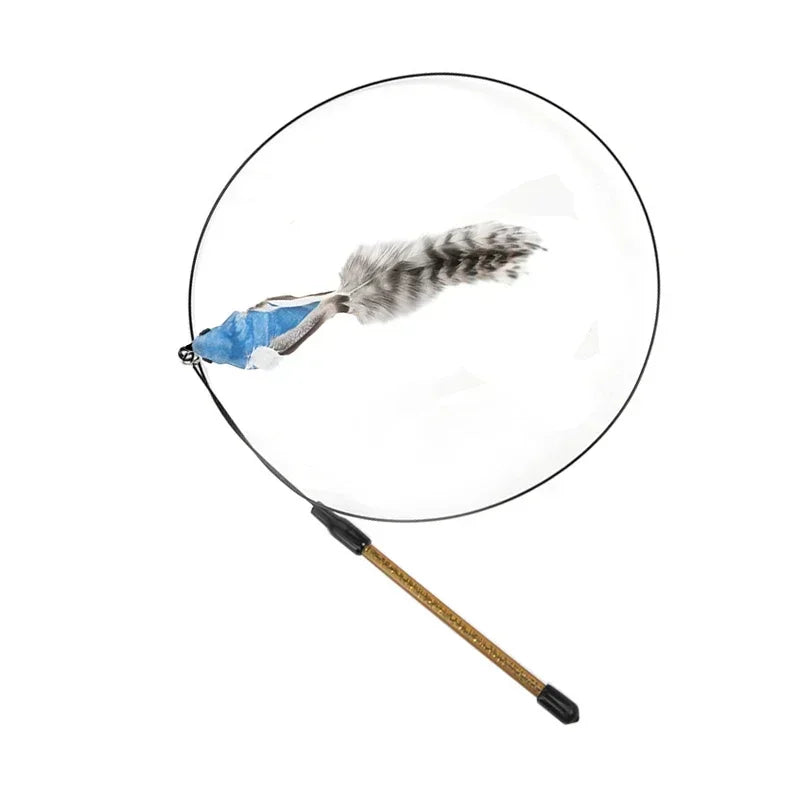 Simulation Bird Cat Teaser Wand — Interactive Feather Toy with Bell