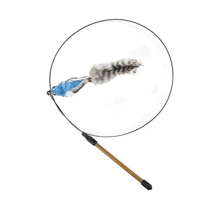 Simulation Bird Cat Teaser Wand — Interactive Feather Toy with Bell