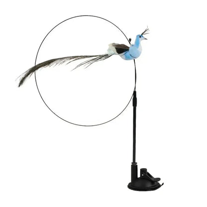 Simulation Bird Cat Teaser Wand — Interactive Feather Toy with Bell