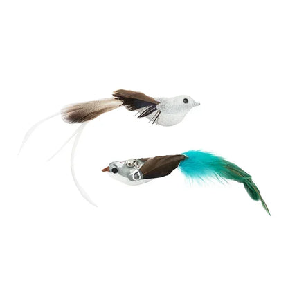Simulation Bird Cat Teaser Wand — Interactive Feather Toy with Bell