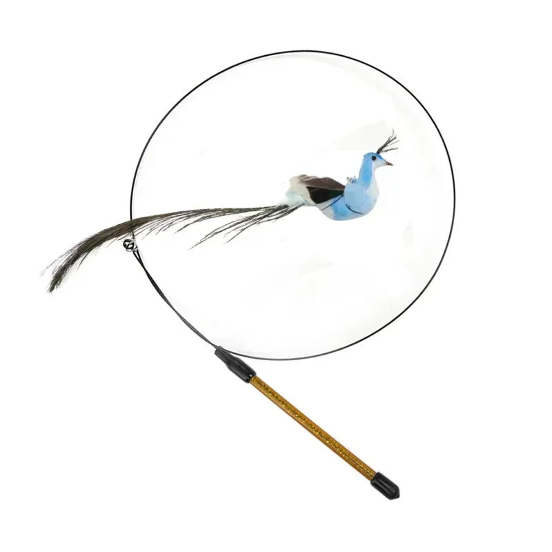 Simulation Bird Cat Teaser Wand — Interactive Feather Toy with Bell