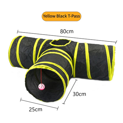Foldable Crinkle Cat Tunnel — Multi-Way Play Tube