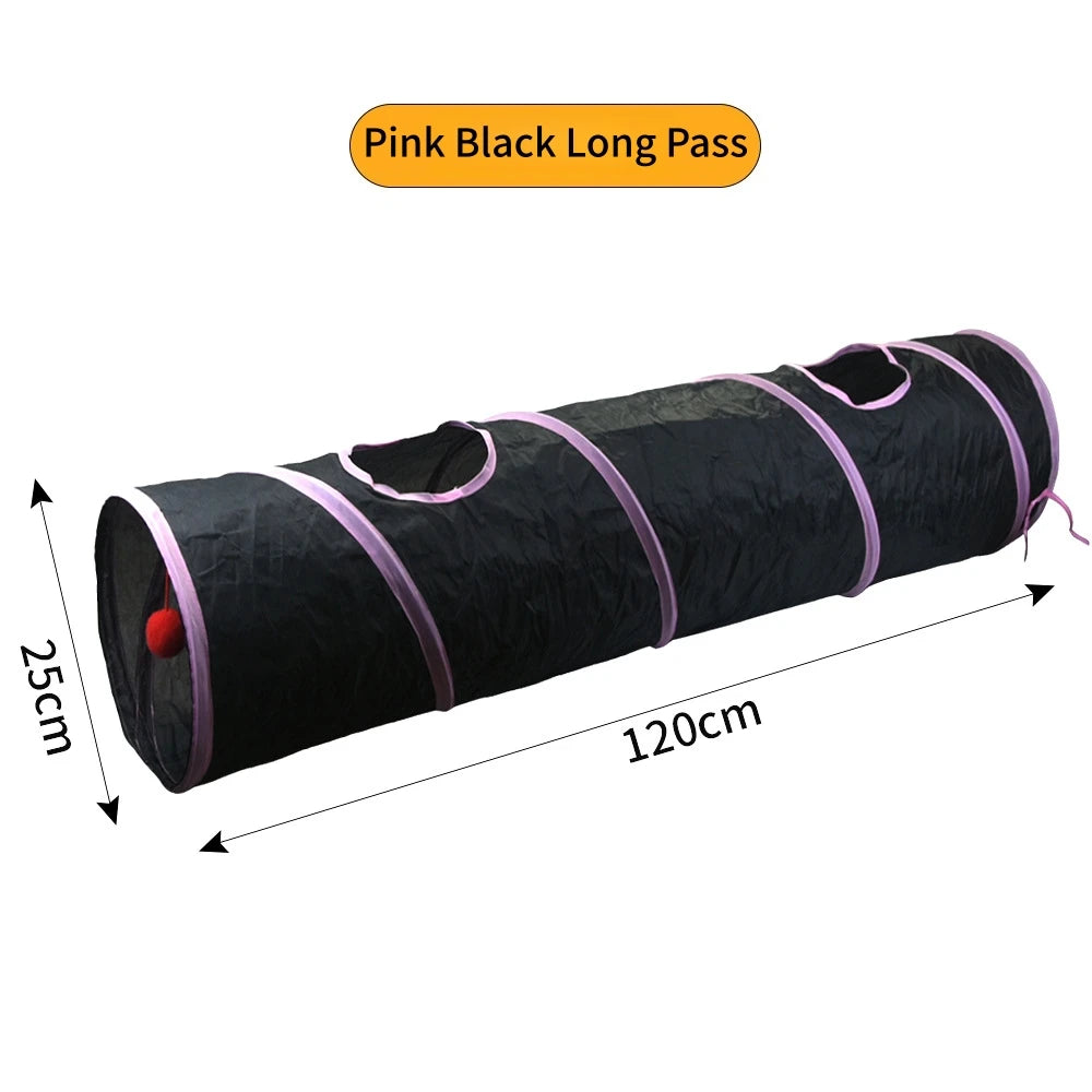 Foldable Crinkle Cat Tunnel — Multi-Way Play Tube