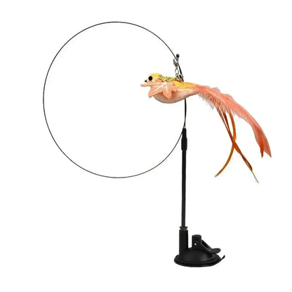 Simulation Bird Cat Teaser Wand — Interactive Feather Toy with Bell
