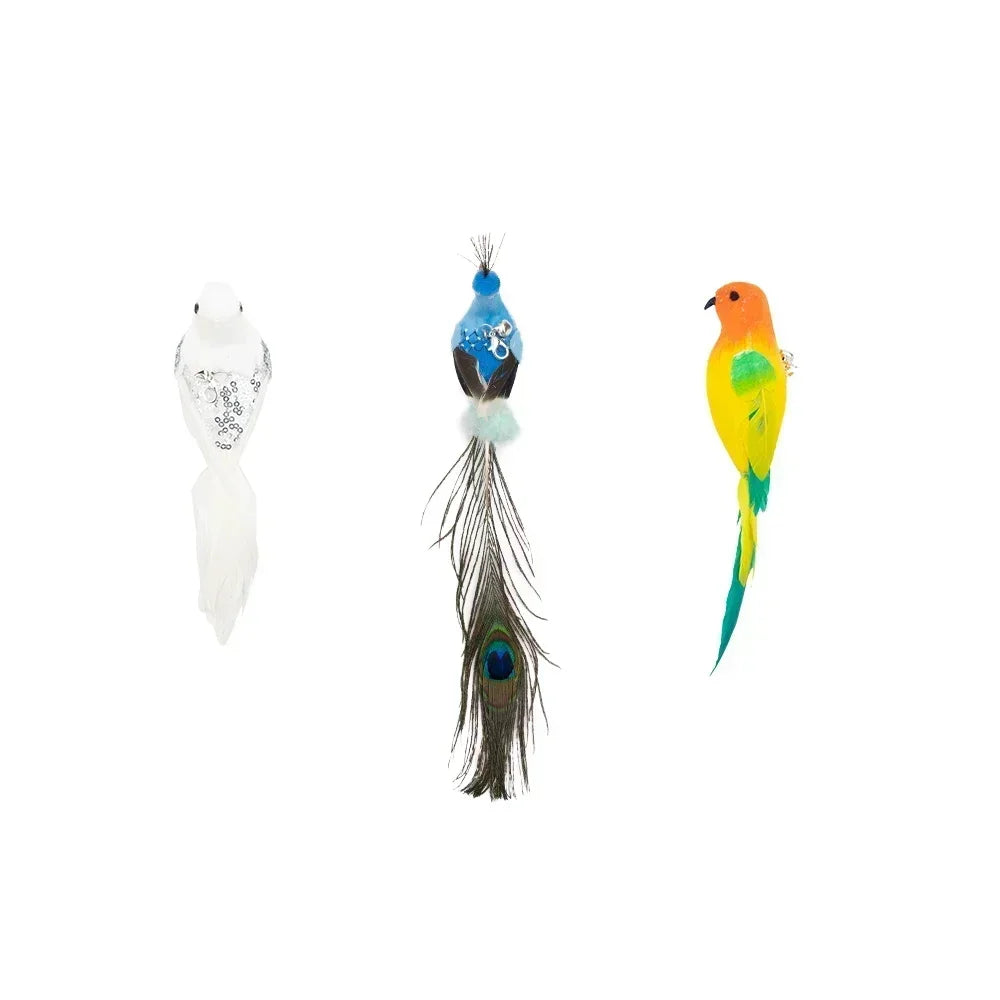Simulation Bird Cat Teaser Wand — Interactive Feather Toy with Bell