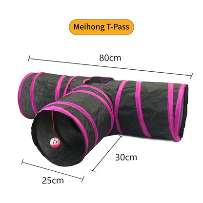 Foldable Crinkle Cat Tunnel — Multi-Way Play Tube