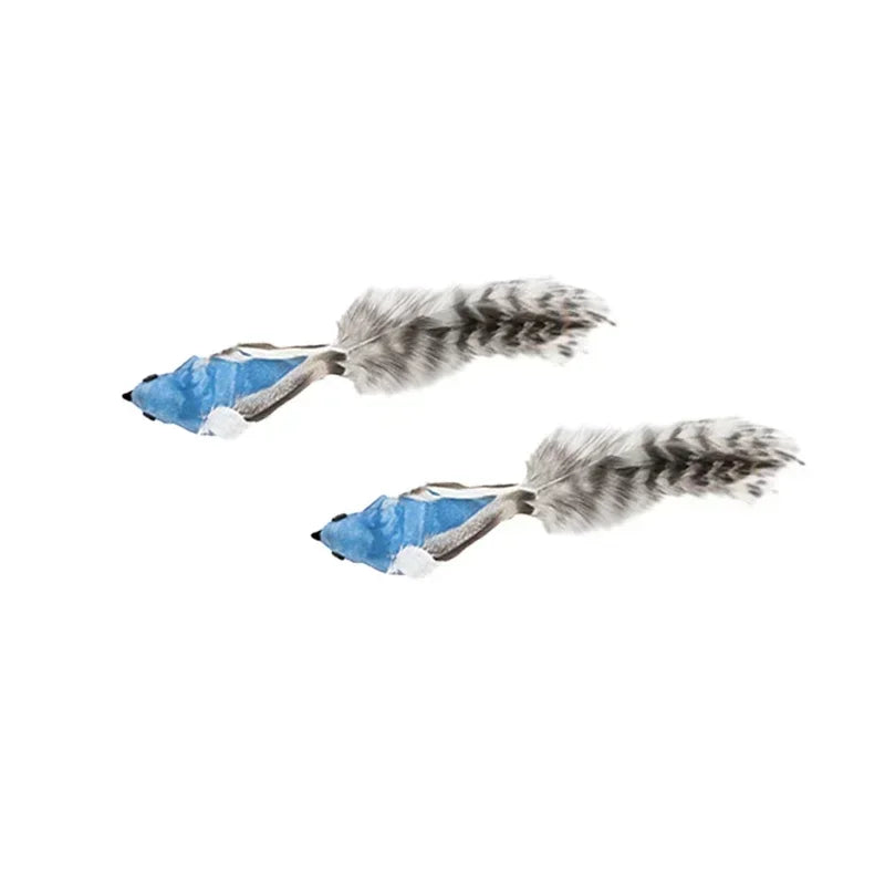 Simulation Bird Cat Teaser Wand — Interactive Feather Toy with Bell