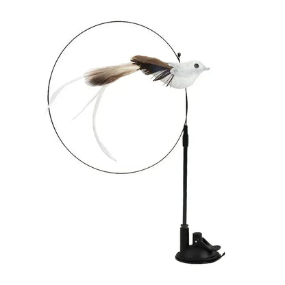 Simulation Bird Cat Teaser Wand — Interactive Feather Toy with Bell