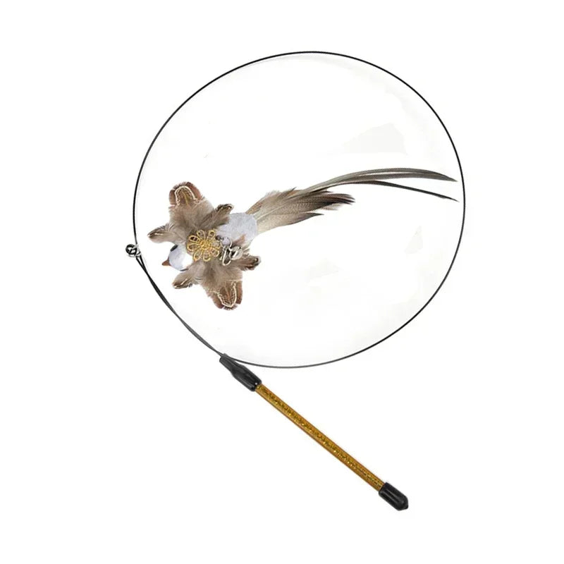 Simulation Bird Cat Teaser Wand — Interactive Feather Toy with Bell