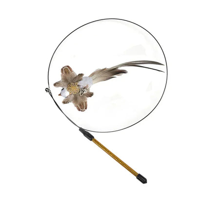 Simulation Bird Cat Teaser Wand — Interactive Feather Toy with Bell