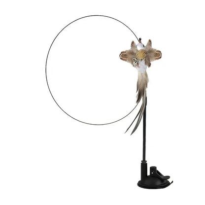 Simulation Bird Cat Teaser Wand — Interactive Feather Toy with Bell