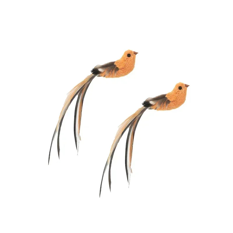 Simulation Bird Cat Teaser Wand — Interactive Feather Toy with Bell