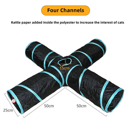 Foldable Crinkle Cat Tunnel — Multi-Way Play Tube