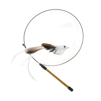 Simulation Bird Cat Teaser Wand — Interactive Feather Toy with Bell